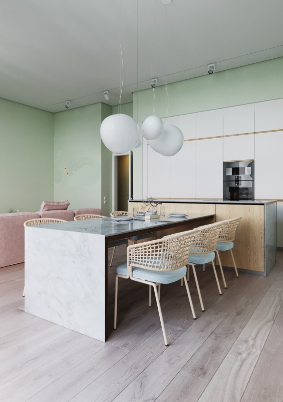 Квартира, оформленная в пастельных тонах
