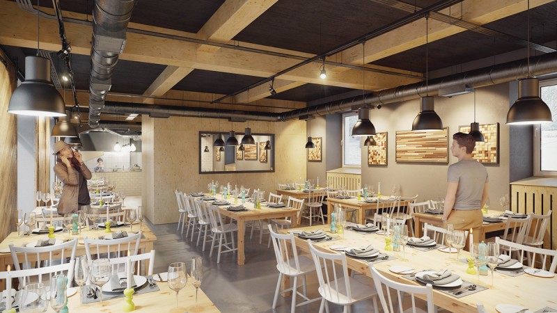 Проект кафе в индустриальном стиле Проект кафе в индустриальном стиле