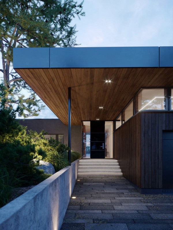 Финская вилла со стеклянными стенами и собственным пирсом