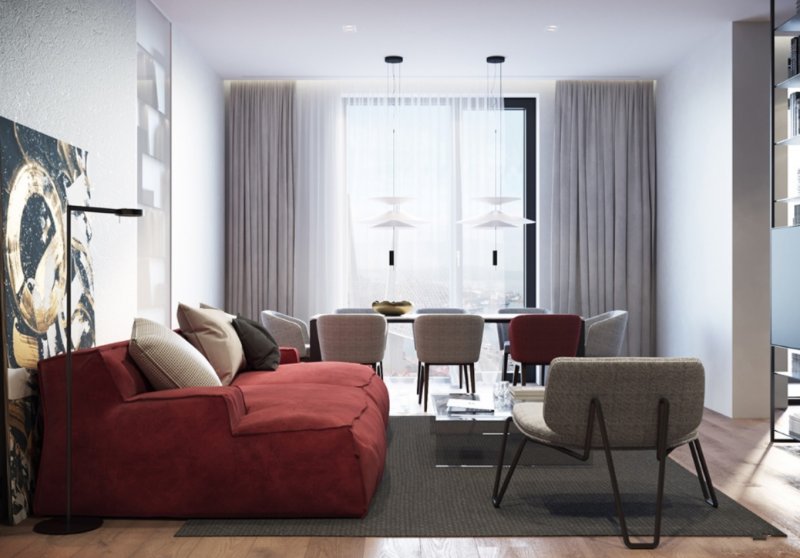 Использование традиционной восточной красной и черной гаммы в сочетании с прохладным серым Использование традиционной восточной красной и черной гаммы в сочетании с прохладным серым