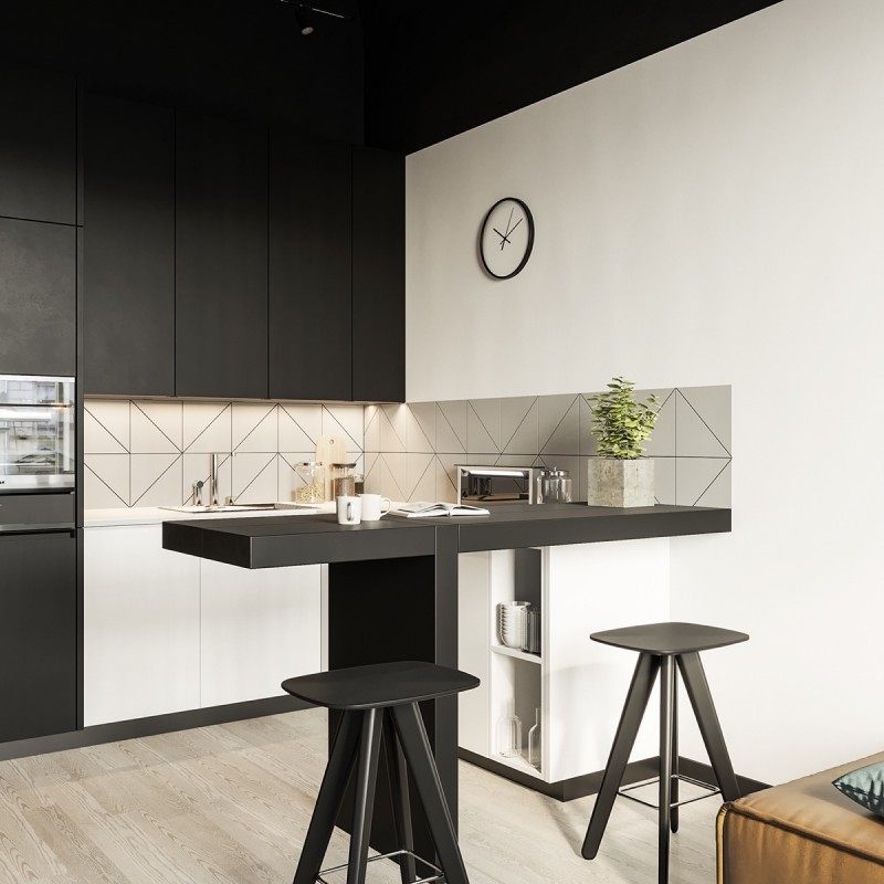 Нейтральная палитра в оформлении компактной квартиры с панорамными окнами