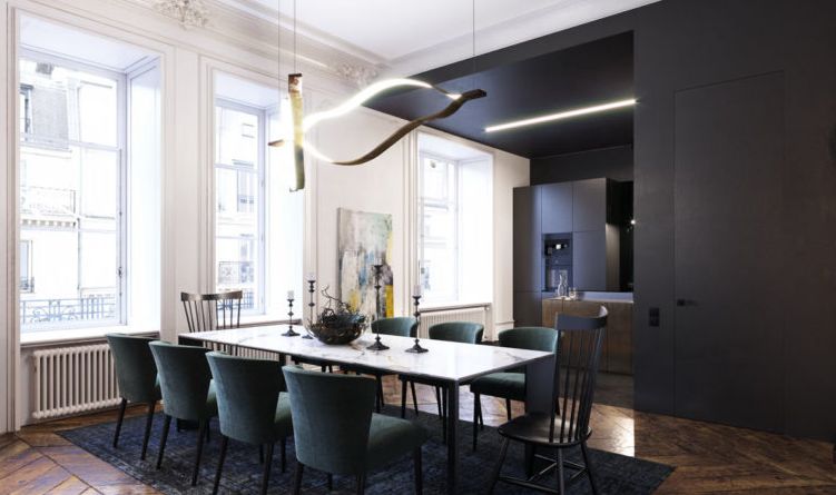 Эклектичная монохромная квартира в Руане, Франция