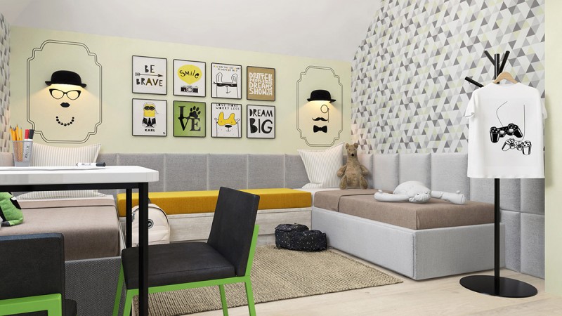 Интерьер с желто-зелеными акцентами