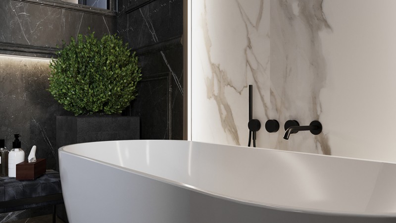 Контрастное сочетание лепнины на стенах с ультрасовременной мебелью и аксессуарами Контрастное сочетание лепнины на стенах с ультрасовременной мебелью и аксессуарами