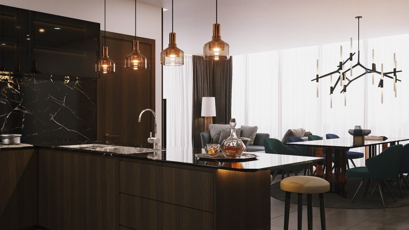 Проект апартаментов, оформленных в темных тонах Проект апартаментов, оформленных в темных тонах