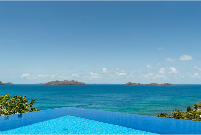 Современная вилла на скале с видом на море в Сент-Бартелеми