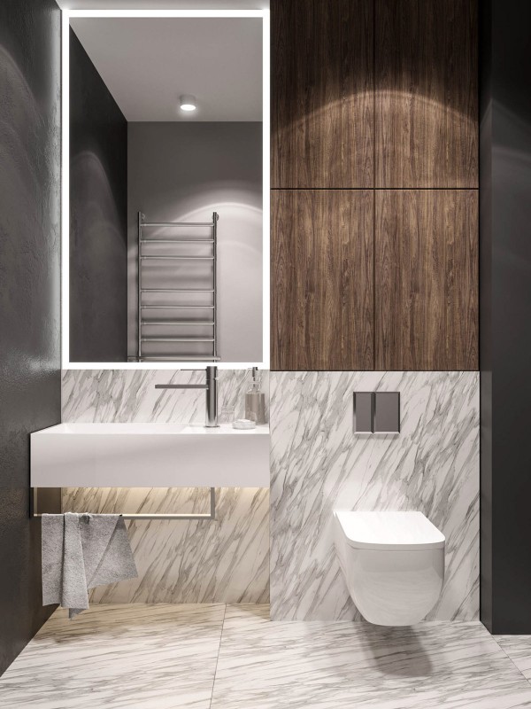 Монохромный интерьер квартиры в Кракове