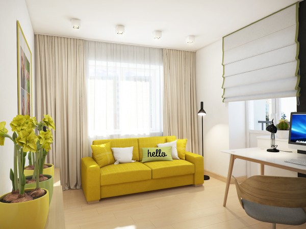 Уютная квартира с мягкими цитрусовыми акцентами