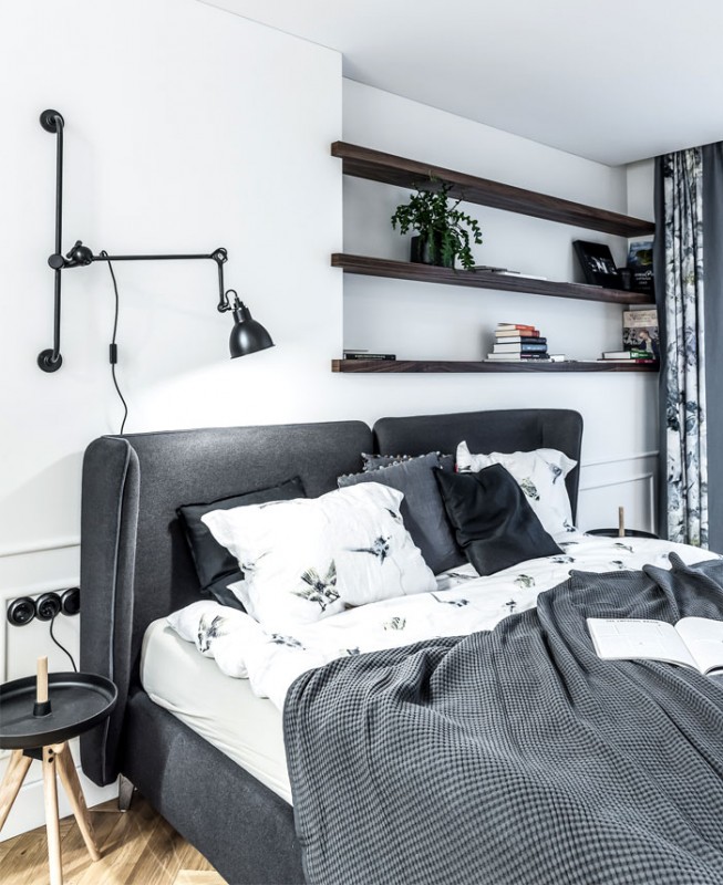 Эклектичная современная квартира, оформленная в серых тонах