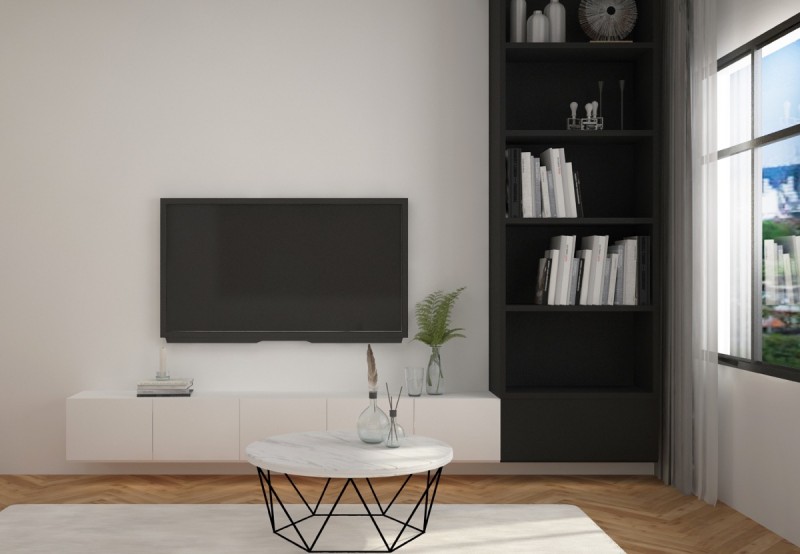 Проект апартаментов с доминирующим черно-белым дизайном