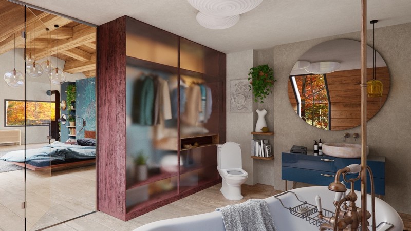 Проект уютного современного дома в лесу