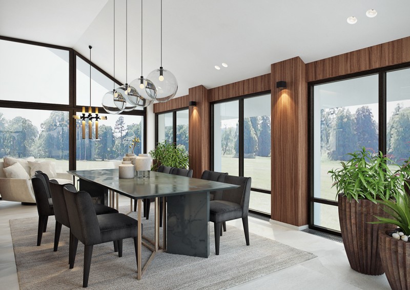 Акцентные стены в интерьере особняка