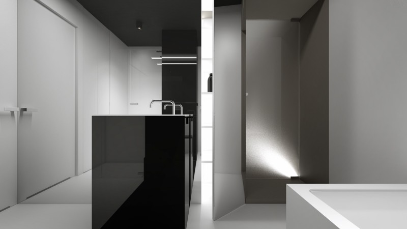 Комбинация белого с серым и акцентная мебель в дизайне квартиры