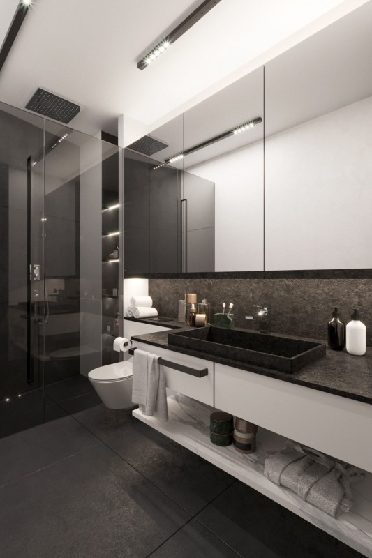 Контрастное черно-белое пространство и умиротворяющая зелень