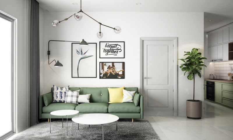 Оформление квартиры в приглушенных зеленых тонах