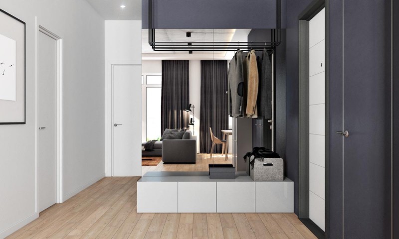 Интерьер в оттенках серого, черного и коричневого