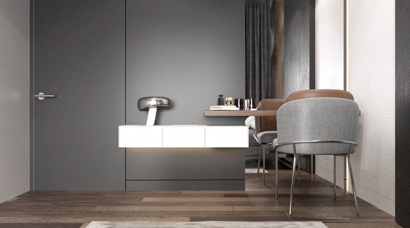 Монохромный интерьер квартиры в Кракове