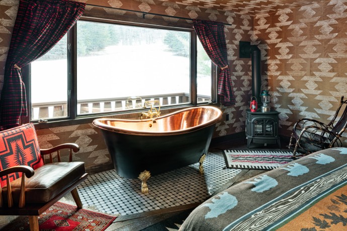 Шале Urban Cowboy Lodge на территории отеля Lyon Porter в Кэтскиллс, штат Нью-Йорк
