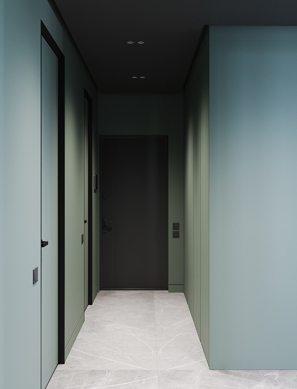 Интерьер в серо-зеленых тонах