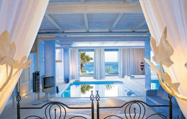 Роскошный отель Mykonos Blu на острове Миконос, Греция