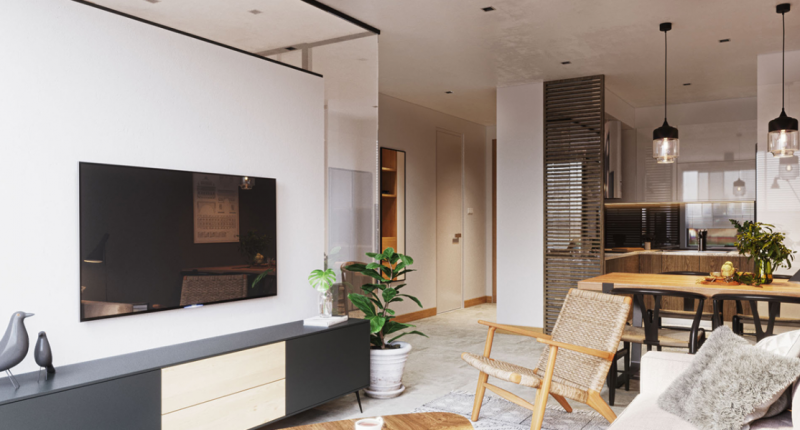 Акцент на элементы из дерева в оформлении уютной квартиры Акцент на элементы из дерева в оформлении уютной квартиры