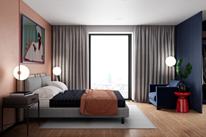 Бетонные стены и яркие произведения искусства - стильное оформление квартиры Бетонные стены и яркие произведения искусства - стильное оформление квартиры