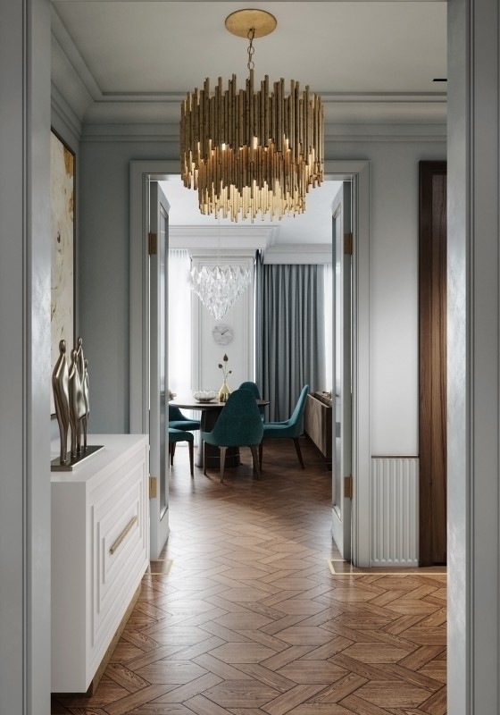 Интерьер в спокойнх тонах с яркими акцентами