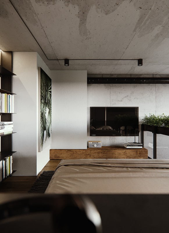 Двухуровневая квартира в индустриальном стиле