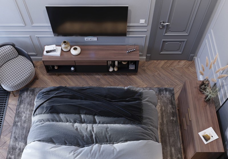 Неоклассический интерьер с акцентами кобальтового и изумрудного цветов