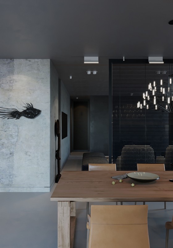 Мрачный, но уютный интерьер