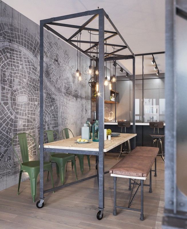 Квартира, оформленная в индустриальном стиле