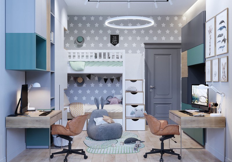 Неоклассический интерьер с акцентами кобальтового и изумрудного цветов