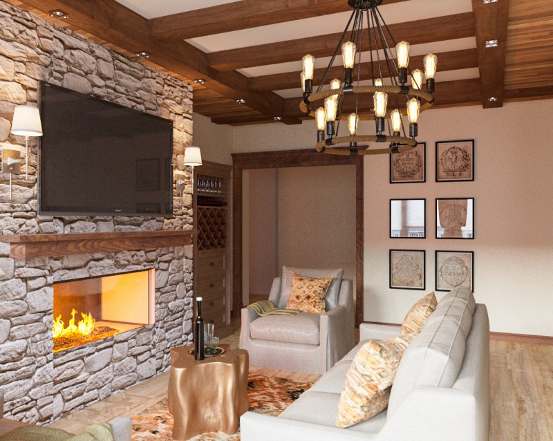 Интерьер эклектичной гостиной