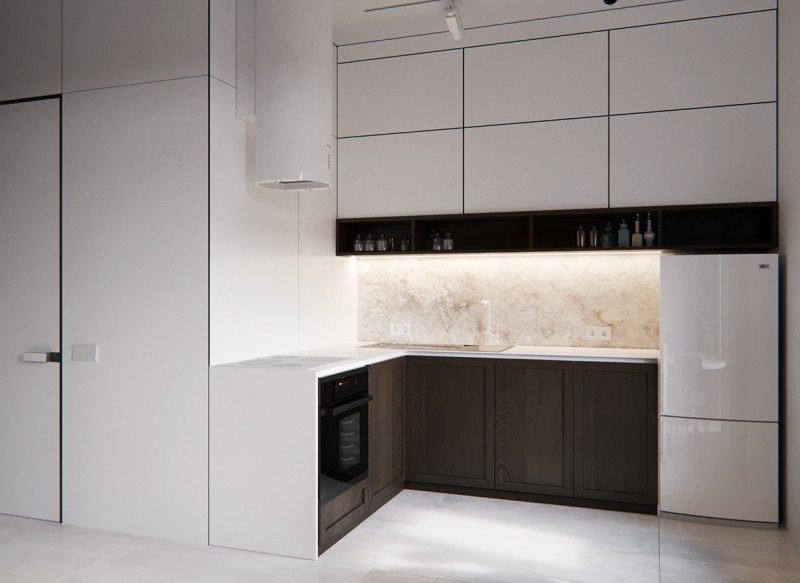 Контрастный интерьер небольшой квартиры