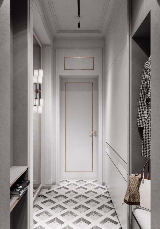 Интерьер в спокойнх тонах с яркими акцентами