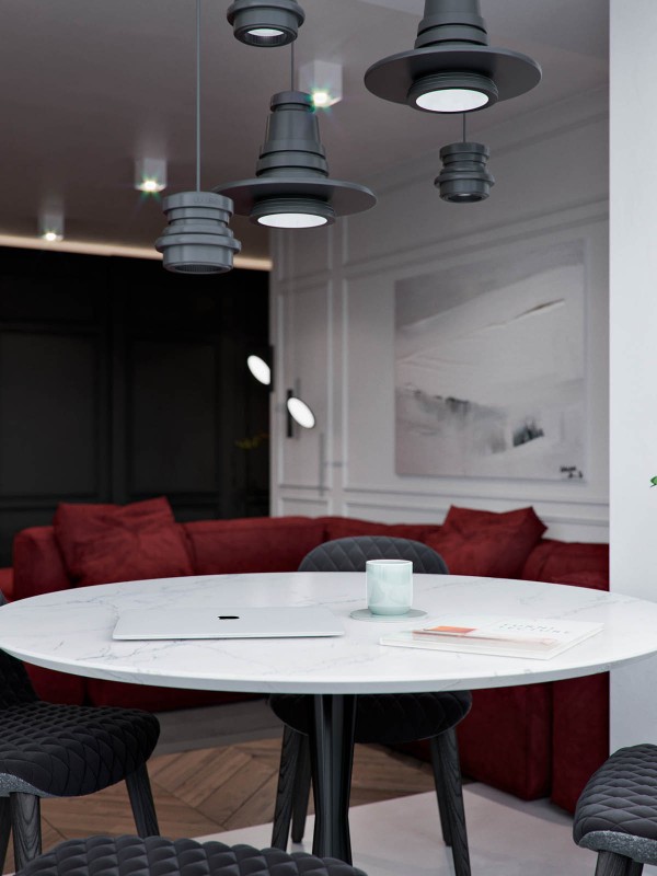 Контрастный интерьер просторных апартаментов Контрастный интерьер просторных апартаментов