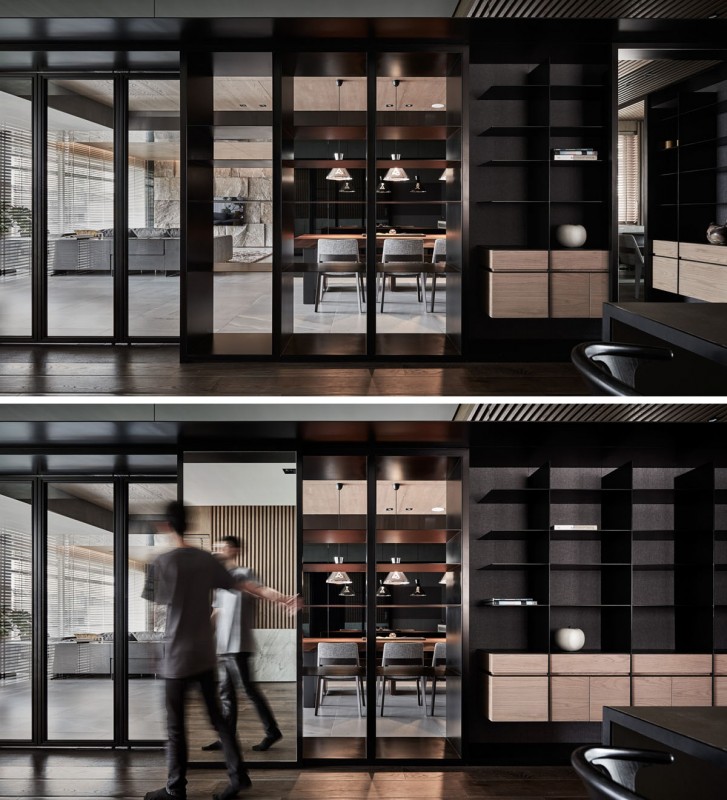 Темный изысканный интерьер квартиры в Тайбэе, Тайвань