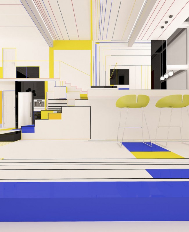 Дизайн интерьера, вдохновленнный творчеством голландского художника Пита Мондриана