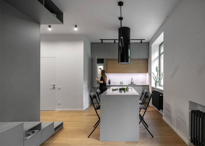 Монохромный интерьер уютной студии