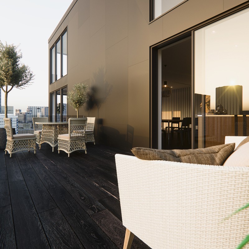 Пентхаус, оформленный в темных тонах