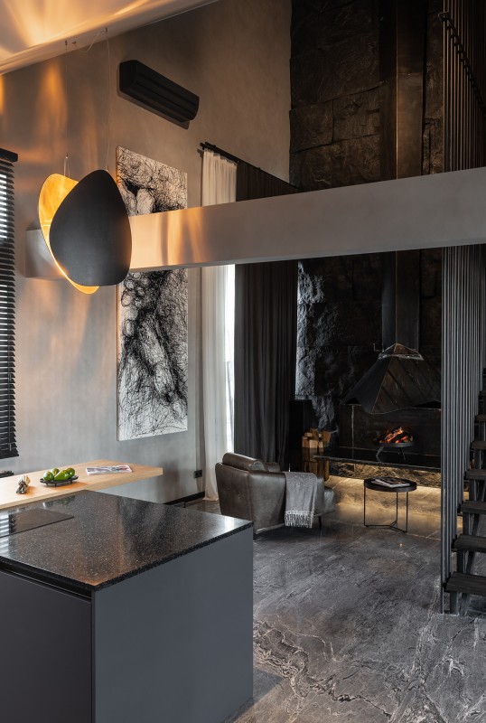 Двухуровневый пентхаус в стиле "брутализм" Двухуровневый пентхаус в стиле "брутализм"