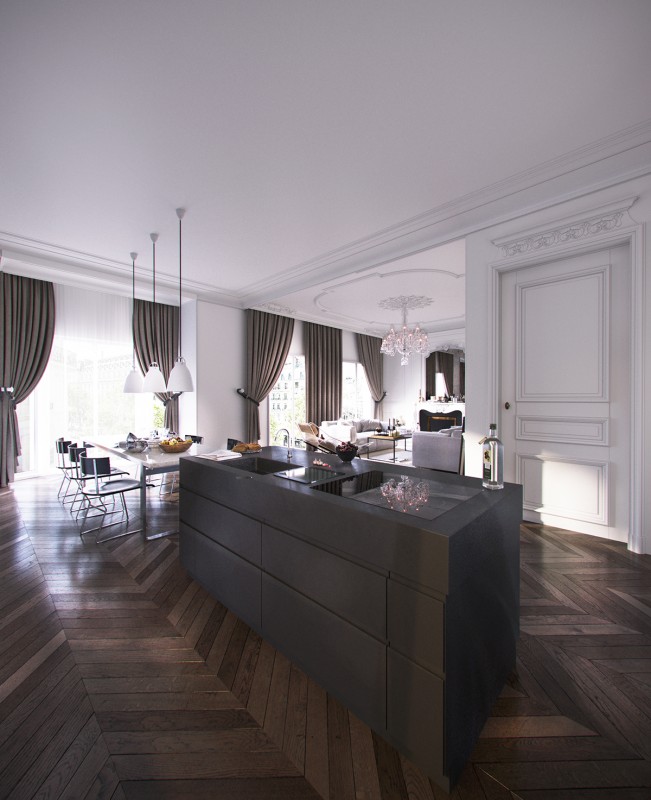 Интерьер гостиной в парижской квартире Интерьер гостиной в парижской квартире