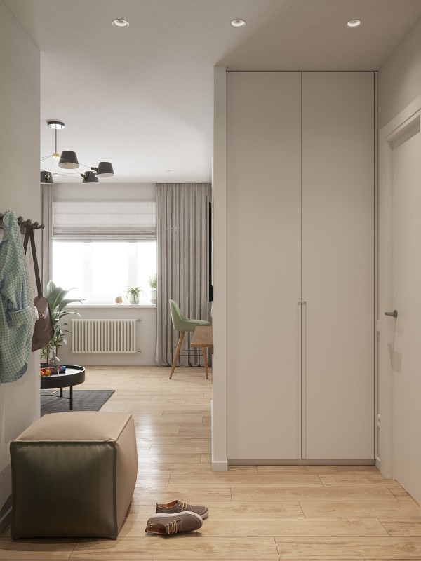 Небольшая квартира, оформленная в теплых тонах