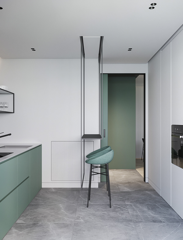 Гармоничное сочетание изумрудного и серого цветов