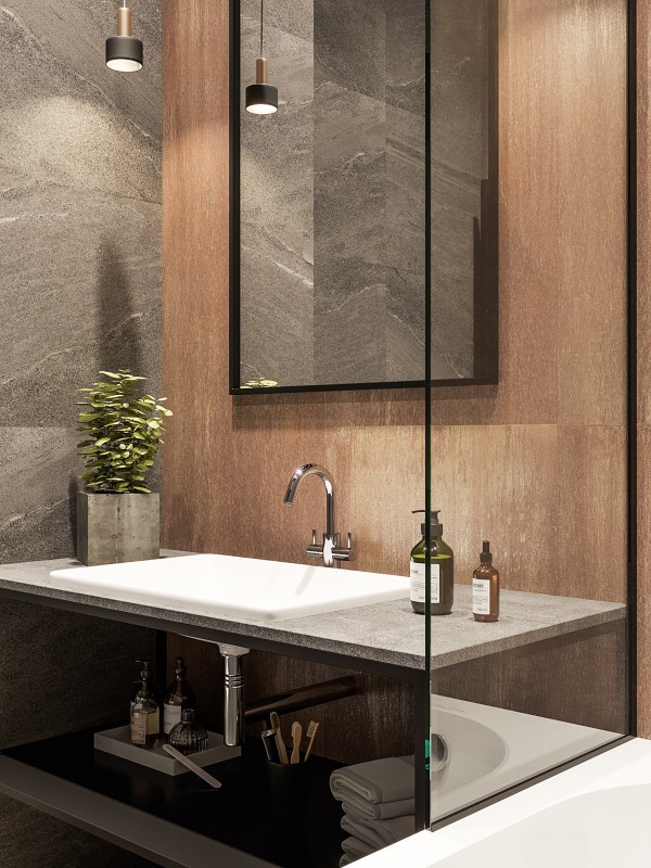 Нейтральная палитра в оформлении компактной квартиры с панорамными окнами