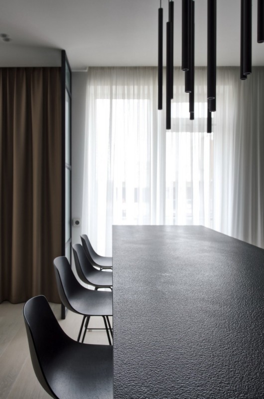 Декоративный черный цемент в интерьере кухни