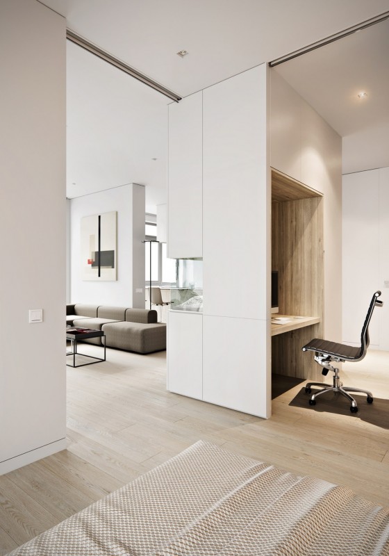 Интерьер просторной квартиры в нейтральной палитре