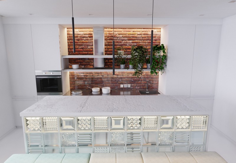 Компактная студия в мятно-бирюзовых тонах