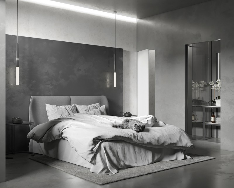 Монохромный интерьер спальни Монохромный интерьер спальни