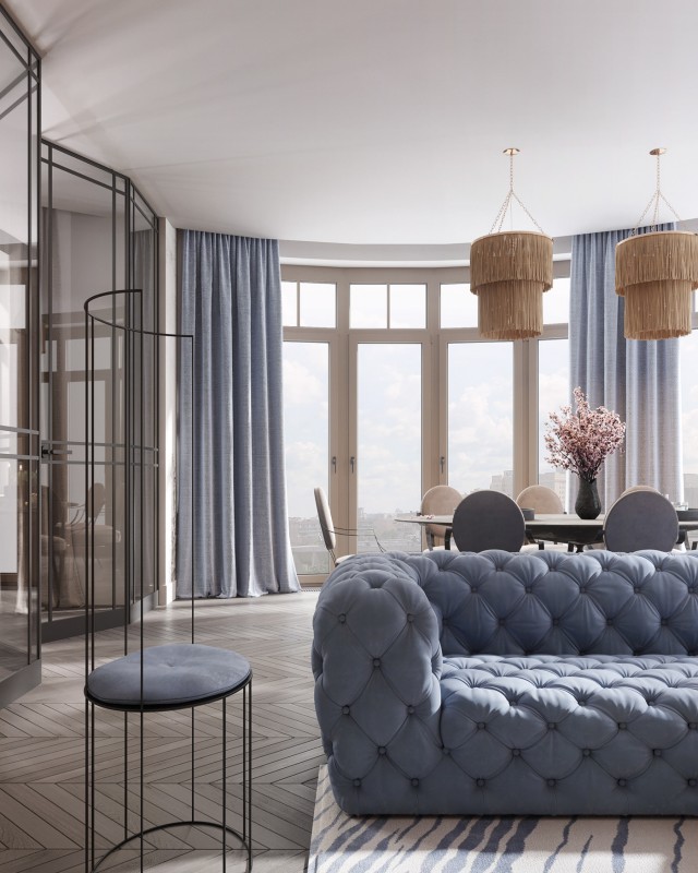 Просторные апартаменты, оформленные в пастельных тонах